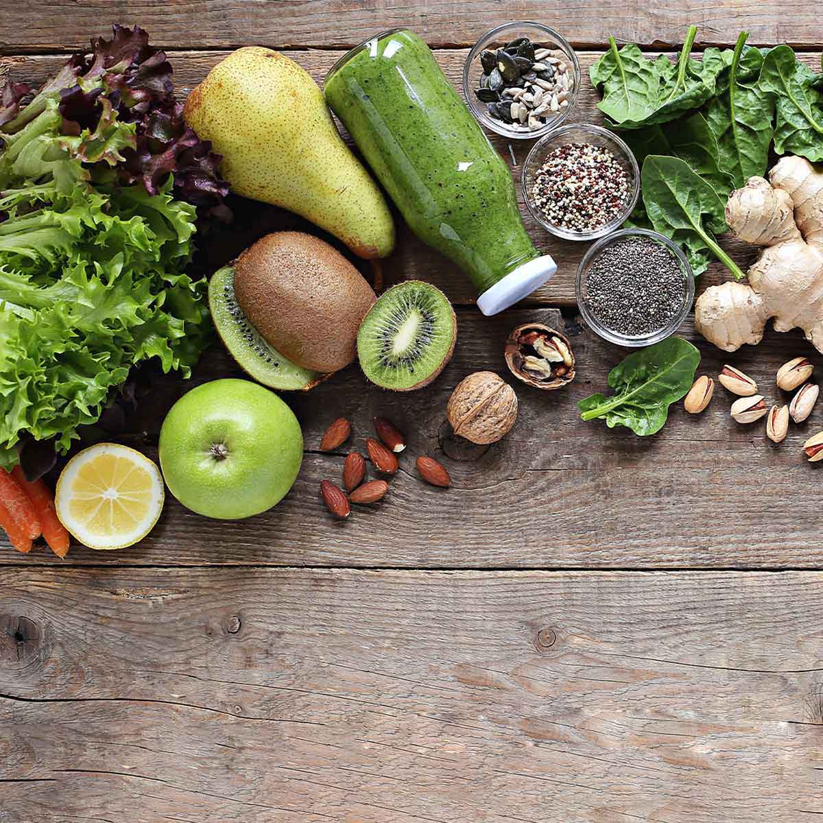 A selection of alkaline fruit, vegetables and nuts for your alkaline fasting cure at the Grand Hotel Binz on Rügen.